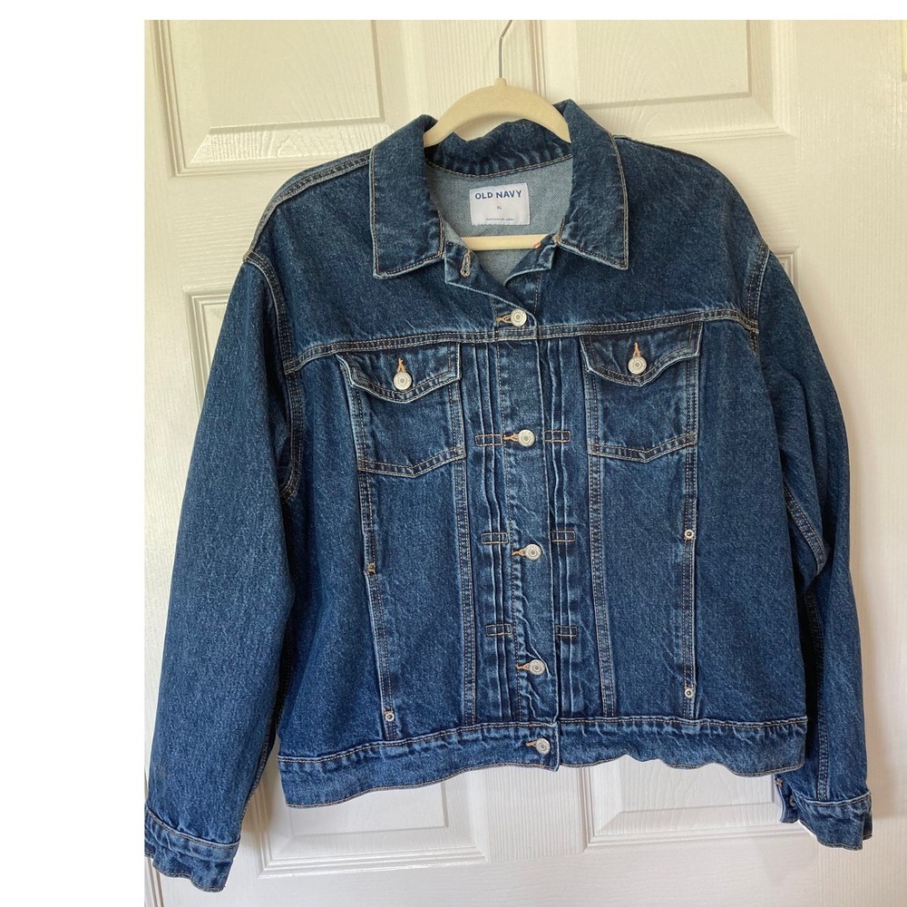Old Navy Dark Wash Denim Trucker Jacket XL Classic Casual Americana Streetwear